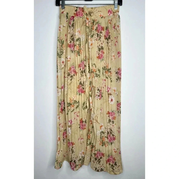 NWT Diya Palazzo Flowy Pleated Pants Wide Leg Floral Tropical Small beach summer - Picture 1 of 9